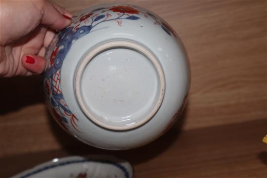 Two Chinese porcelain bowls and saucer and a Japanese dish